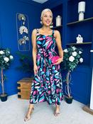Divita Square Neck Midi Dress Floral Black