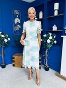 Whitney Crew Neck Floral Crochet Midi Dress Green