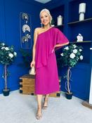 Morgan One Shoulder Cape Detail Midi Dress Berry