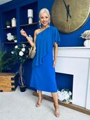 Morgan One Shoulder Cape Detail Midi Dress Cobalt