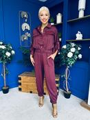 Barbara Detailed Top &amp; Trouser Set Burgundy