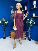 Jovi Tie Shoulder Square Neck Midi Dress Polka Berry image