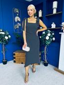 Jovi Tie Shoulder Square Neck Midi Dress Polka Black image
