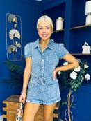 Riley Short Sleeve Denim Playsuit Blue image