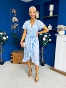 Liana Frill Detail Midi Dress Floral Burnout Blue image