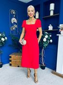 Valentina Square Neck Short Sleeve Midi Dress Red image