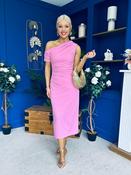 Donna Asymmetric Neckline Midi Dress Pwr Pink image