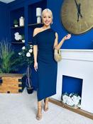 Donna Asymmetric Neckline Midi Dress Navy image
