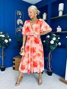 Julia Cape Detailed Midi Dress Floral Coral image