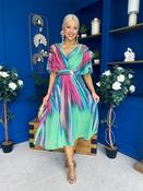 Julia Cape Detailed Midi Dress Abstract Green image