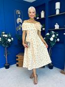 Willow Detailed Bardot Midi Dress Lemon Yellow image