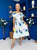 Willow Detailed Bardot Midi Dress Floral Pwr Blue image