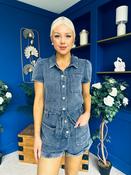 Riley Short Sleeve Denim Playsuit Navy image