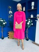 Yasmin Drape Detail Midi Dress Hot Pink image