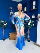 Catriona Plunge Neck Drape Detail Maxi Dress Blue
