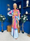 Catriona Plunge Neck Drape Detail Maxi Dress Sky