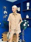 Jackie Detailed Oversized Shirt &amp; Short Set Tan image
