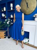Romy Pleated Neck Midi Dress Cobalt