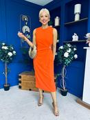 Louisa Gold Buckle Wrap detail Midi Dress Orange