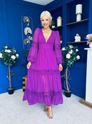 Alexis Plunge Neck Lace Detail Occasion Dress Violet