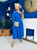 Claire One Shoulder Drape Detail Midi Dress Cobalt image