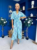Bianca Tie Detail Culotte Jumpsuit Blue