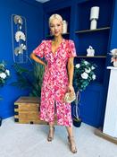 Georgi Detailed Midi Shirt Dress Floral Pink image