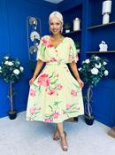 Julia Cape Detailed Midi Dress Floral Canary image