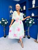 Julia Cape Detailed Midi Dress Floral Lime image