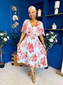 Julia Cape Detailed Midi Dress Floral Sky image