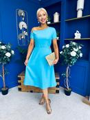 Emily Asymmetric Detail Midi Dress Sky
