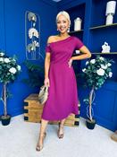 Emily Asymmetric Detail Midi Dress Berry