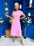 Emily Asymmetric Detail Midi Dress Pink