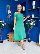 Emily Asymmetric Detail Midi Dress Emerald