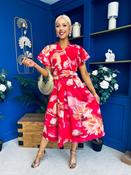 Blaire Frill Sleeve Midi Dress Floral Rouge