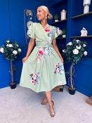 Blaire Frill Sleeve Midi Dress Floral Sage