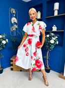 Blaire Frill Sleeve Midi Dress Floral Blue