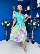 Blaire Frill Sleeve Midi Dress Floral Green