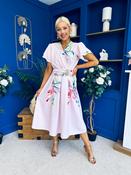Blaire Frill Sleeve Midi Dress Floral Pink