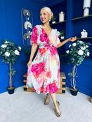 Julia Cape Detailed Midi Dress Green Floral image