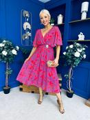Julia Cape Detailed Midi Dress Floral Purple image