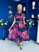 Breffy Asymmetric Neckline Skater Midi Floral Plum image