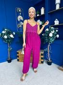 Alana Crochet Detail Strappy Jumpsuit Berry image