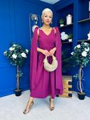 Imelda Cape Detail Occasion Midi Dress Berry image