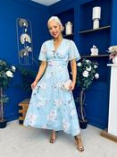 Pari Pleated Waist Maxi Dress Floral Sky image