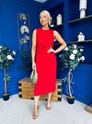 Louisa Gold Buckle Wrap detail Midi Dress Red image