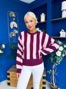 Evelyn Striped Detail Jumper Burgundy PRE ORDER Arriving August 12 image