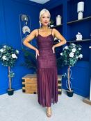 Karly Detailed Sequin Occasion Dress Burgundy image