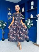 Breffy Asymmetric Neckline Skater Midi Floral Coco image