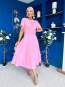Meghan Bow Detail Midi Dress Pwr Pink image